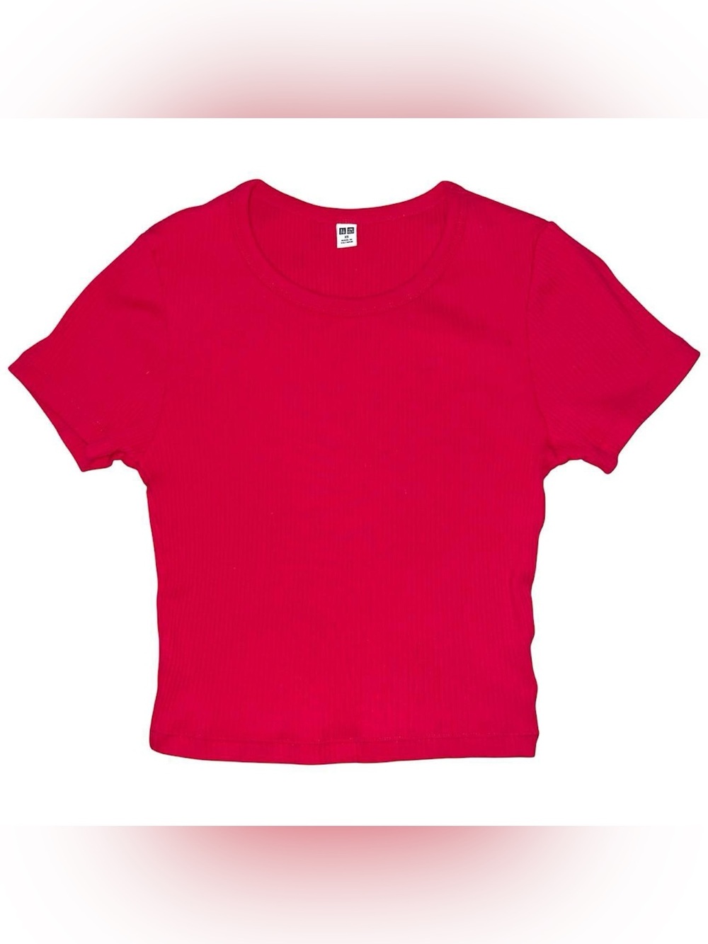 Hot pink Uniqlo ribbed tee.